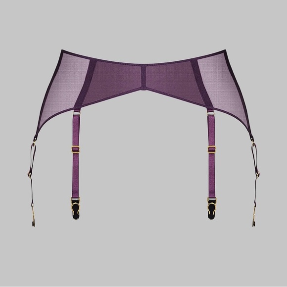 Maison Close L’Amoureuse Garter Belt Purple Mesh – Adjustable 6 Strap S - Picture 5 of 6